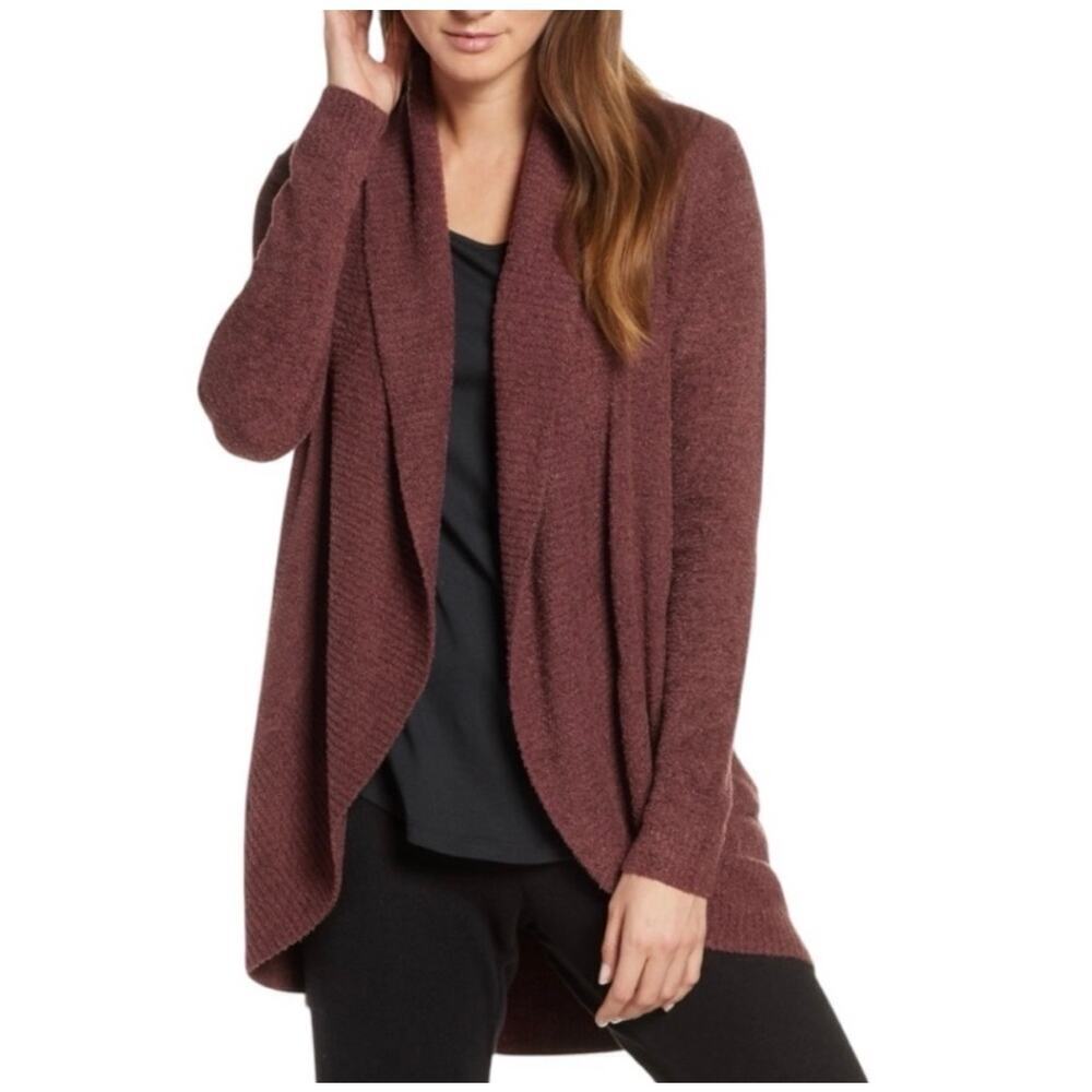 Barefoot Dreams Cozy Chic Lite Burgundy Cardigan - Medium
